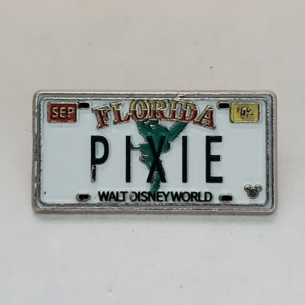 Disney Pin Trading Tinkerbell Florida License Plate Pixie Hidden Mickey Pin